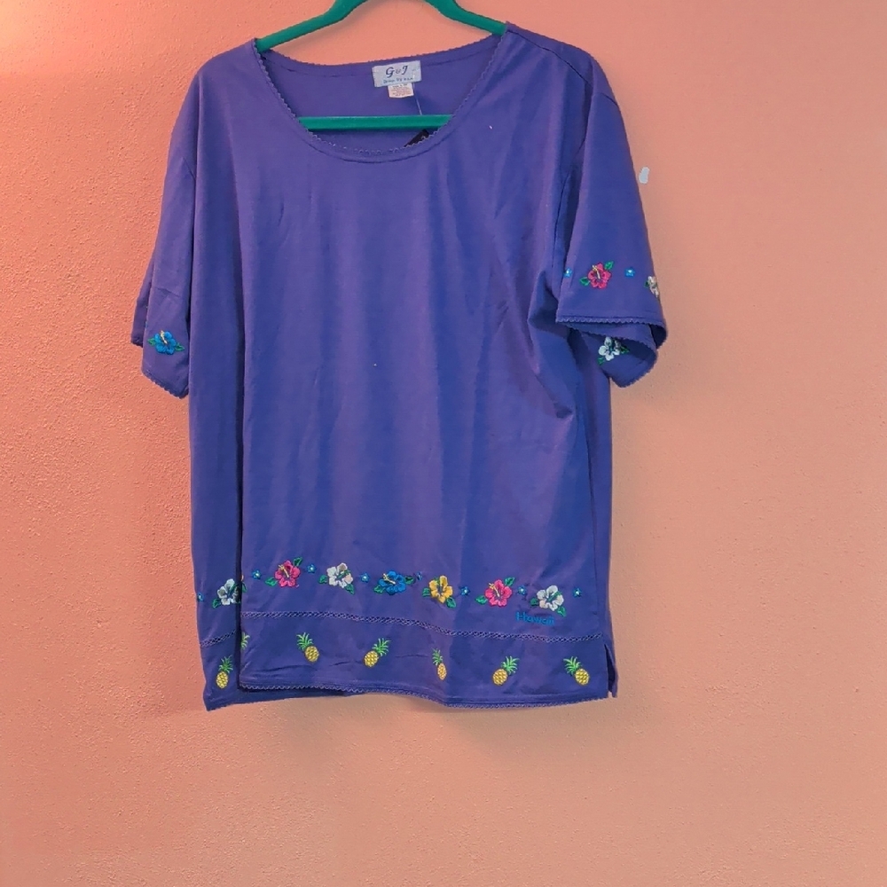 Vibrant Purple Floral Embroidered Blouse